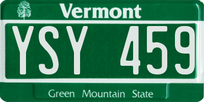 VT license plate YSY459