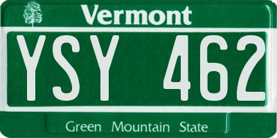 VT license plate YSY462