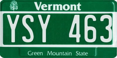 VT license plate YSY463
