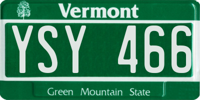 VT license plate YSY466