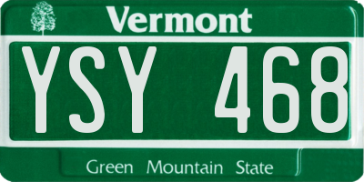 VT license plate YSY468