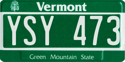 VT license plate YSY473