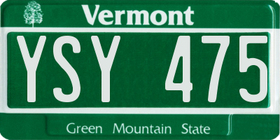 VT license plate YSY475