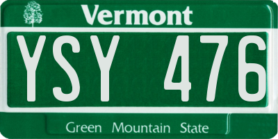 VT license plate YSY476