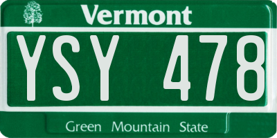 VT license plate YSY478