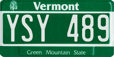 VT license plate YSY489