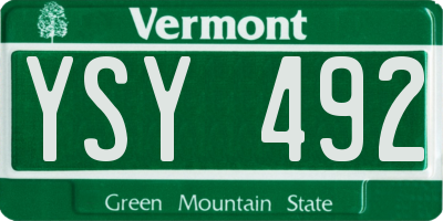 VT license plate YSY492