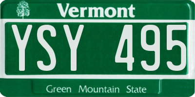 VT license plate YSY495