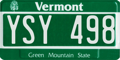 VT license plate YSY498