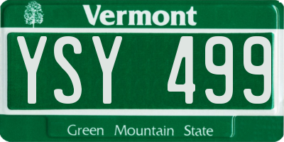 VT license plate YSY499