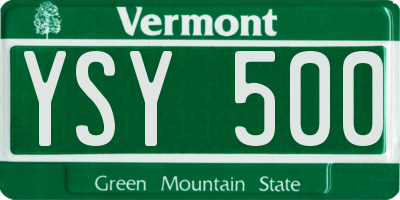 VT license plate YSY500
