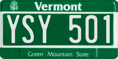 VT license plate YSY501