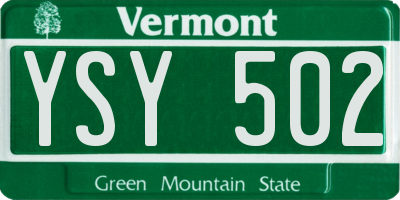 VT license plate YSY502