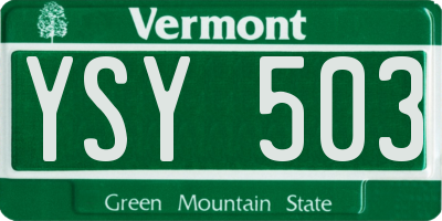 VT license plate YSY503