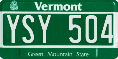 VT license plate YSY504