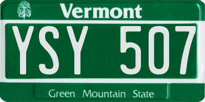 VT license plate YSY507