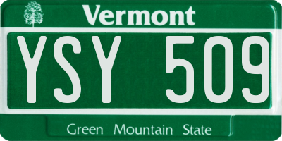 VT license plate YSY509