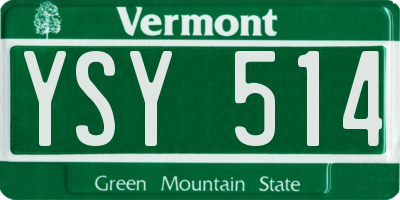 VT license plate YSY514
