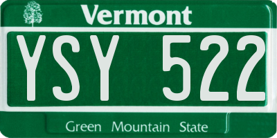 VT license plate YSY522