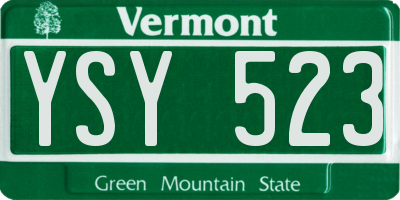 VT license plate YSY523