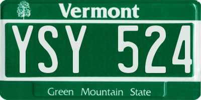 VT license plate YSY524