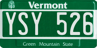 VT license plate YSY526
