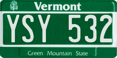 VT license plate YSY532