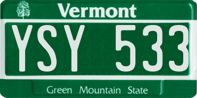 VT license plate YSY533