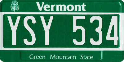VT license plate YSY534