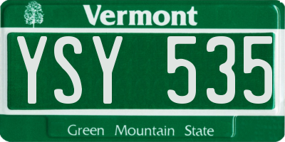 VT license plate YSY535