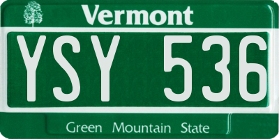 VT license plate YSY536