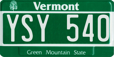 VT license plate YSY540