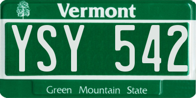VT license plate YSY542