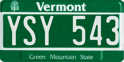 VT license plate YSY543