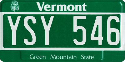 VT license plate YSY546