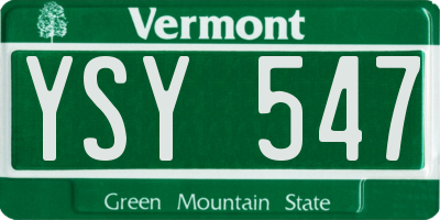 VT license plate YSY547
