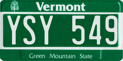 VT license plate YSY549