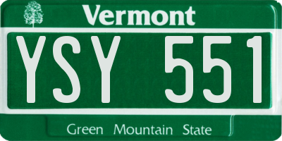 VT license plate YSY551
