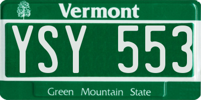 VT license plate YSY553