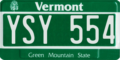 VT license plate YSY554