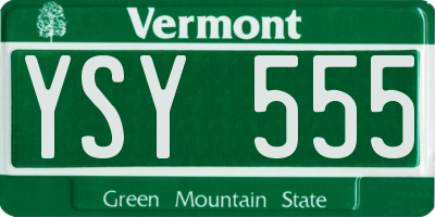 VT license plate YSY555