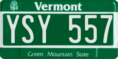 VT license plate YSY557