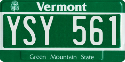 VT license plate YSY561