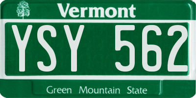 VT license plate YSY562