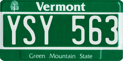 VT license plate YSY563