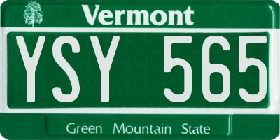 VT license plate YSY565