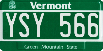 VT license plate YSY566