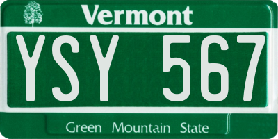 VT license plate YSY567