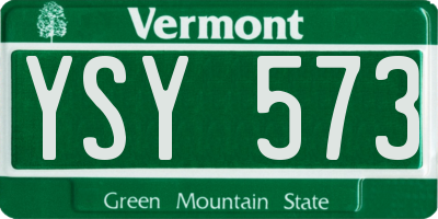 VT license plate YSY573