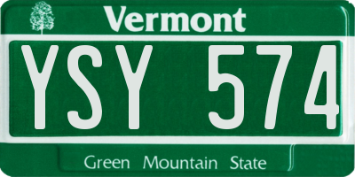 VT license plate YSY574